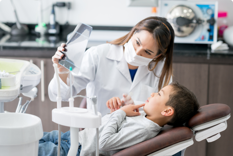 dentist showing patient images
